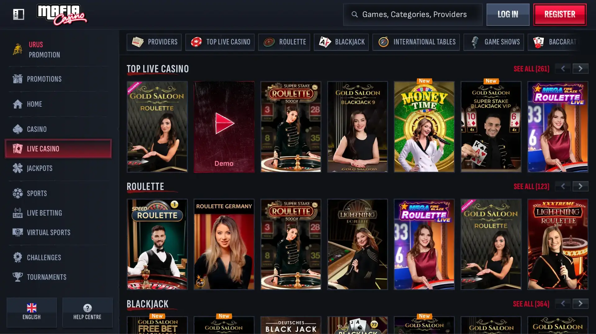 Mafia Casino — Lobby dei Giochi